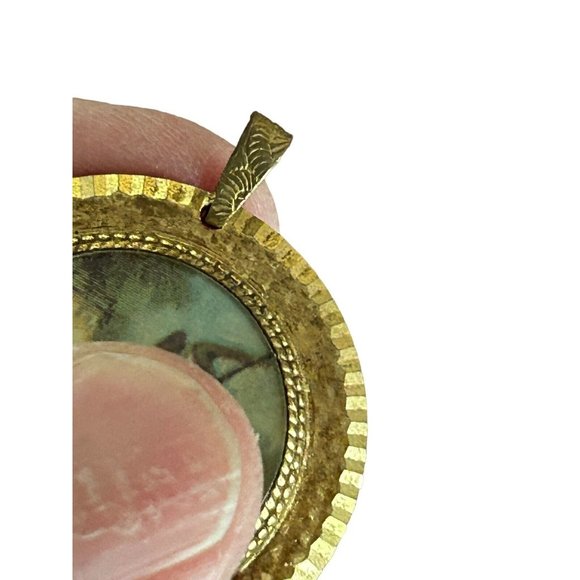 Vtg Diantus Womens Gold Tone Pendant Wind Up Mech Watch w/Old Fashioned Painting - Picture 6 of 7